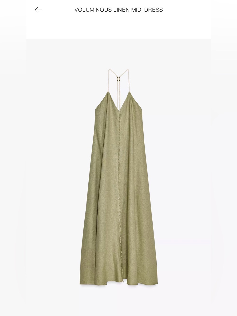 Zara Olive Green linen  Midi Dress